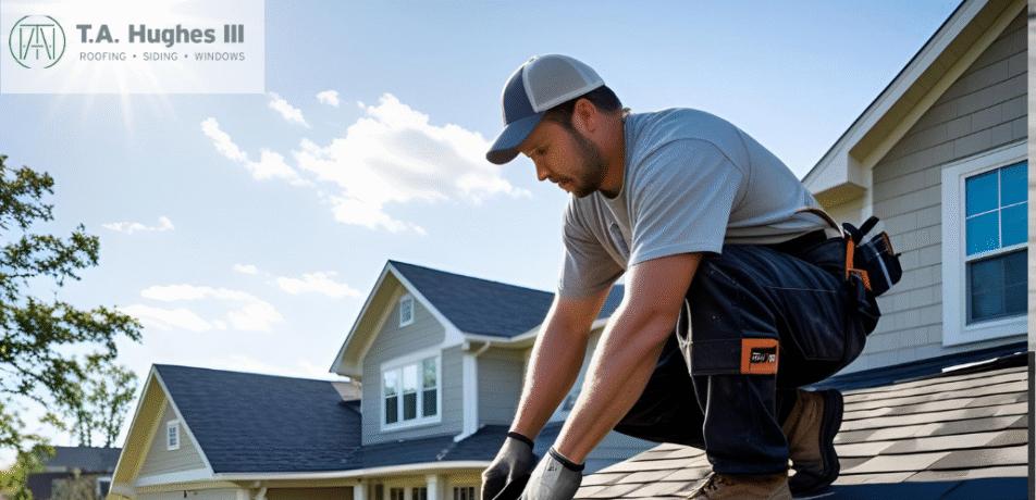 A roofing contractor helps a homeowner avoid exterior maintenance mistakes