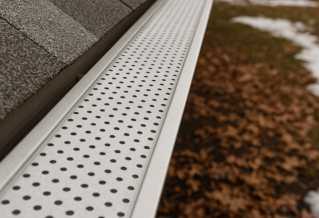 Clean gutter guard system on NJ roof prepared for winter