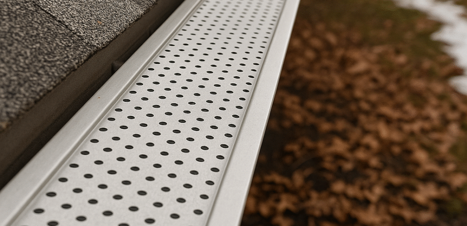 Clean gutter guard system on NJ roof prepared for winter