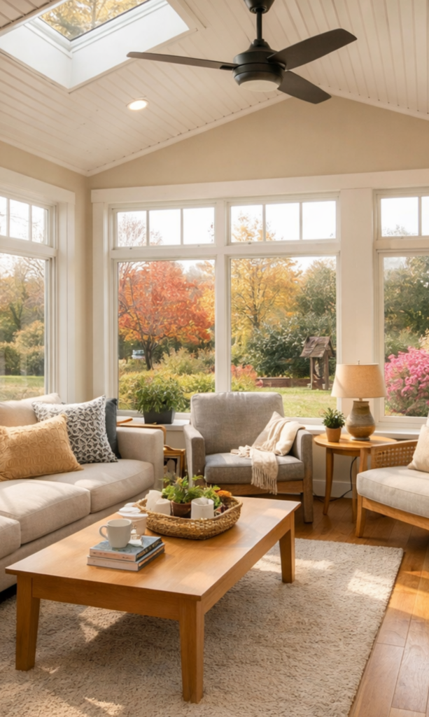 Colonial-style house with newly built side expansion, updated roofing and siding.