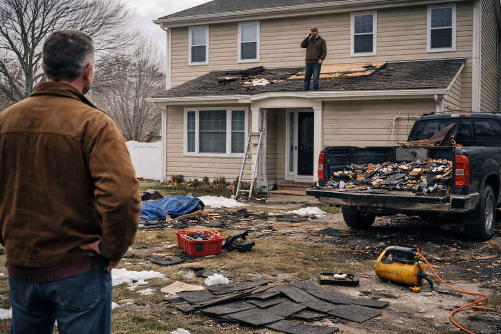 Unprofessional Roofer – Warning Signs Visible on a Residential Job