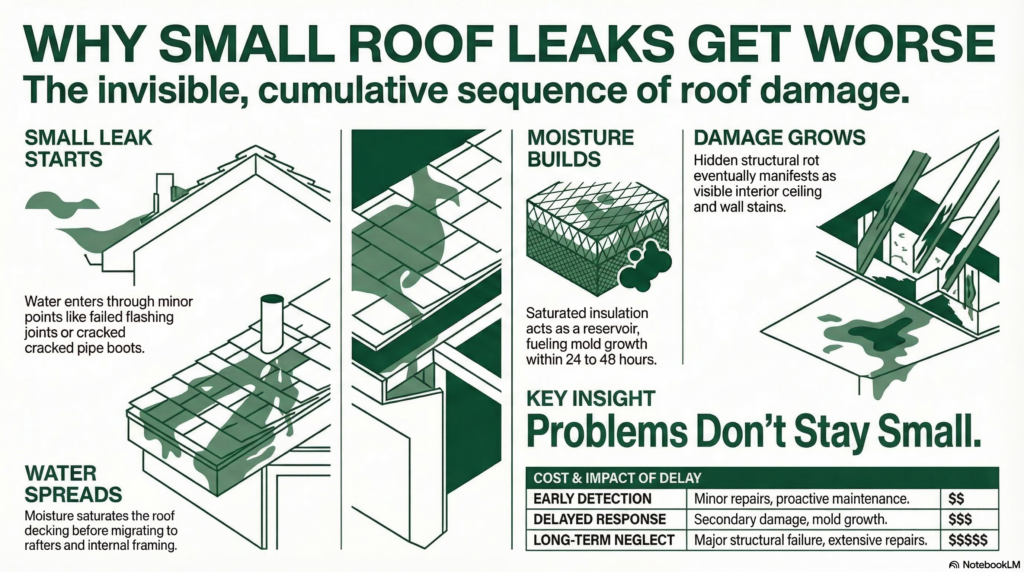 Why Small Roof Leaks Worsen