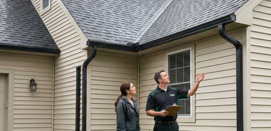 South Jersey home with properly sized gutters and downspouts after heavy rain